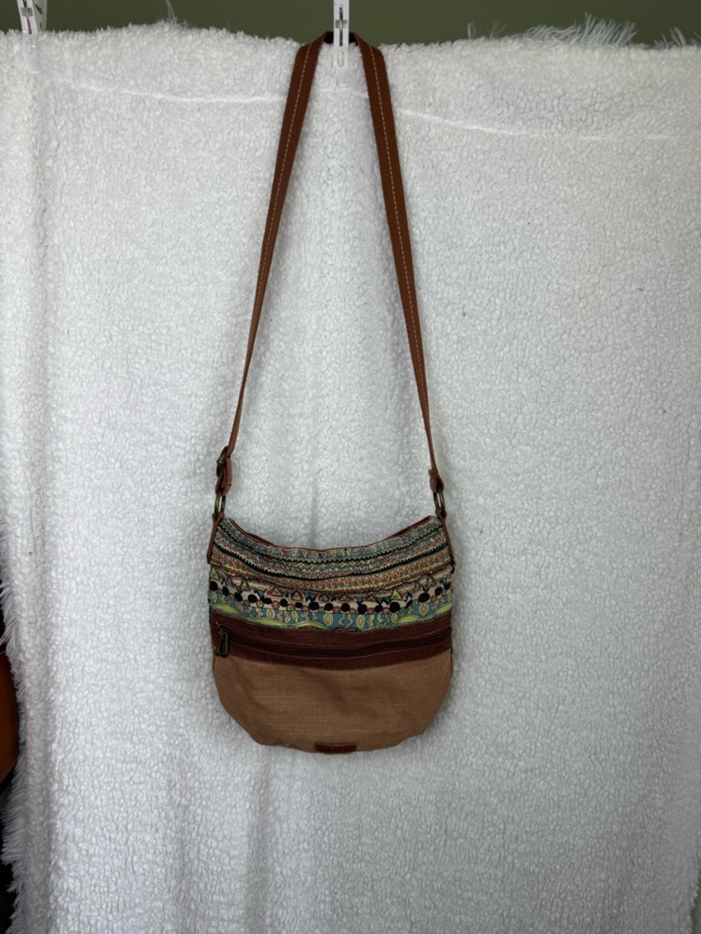 Sakroots Artist Circle Boho Crossbody Shoulder Bag in Brown